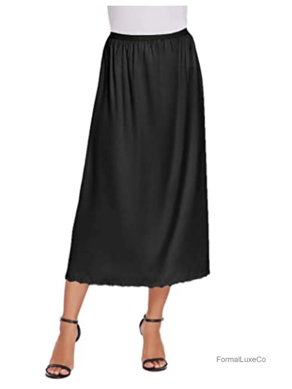 Satin Half Slip 36" Lace Long Underskirt Womens